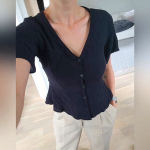 Frank & Oak Button Up Short Sleeve Blouse